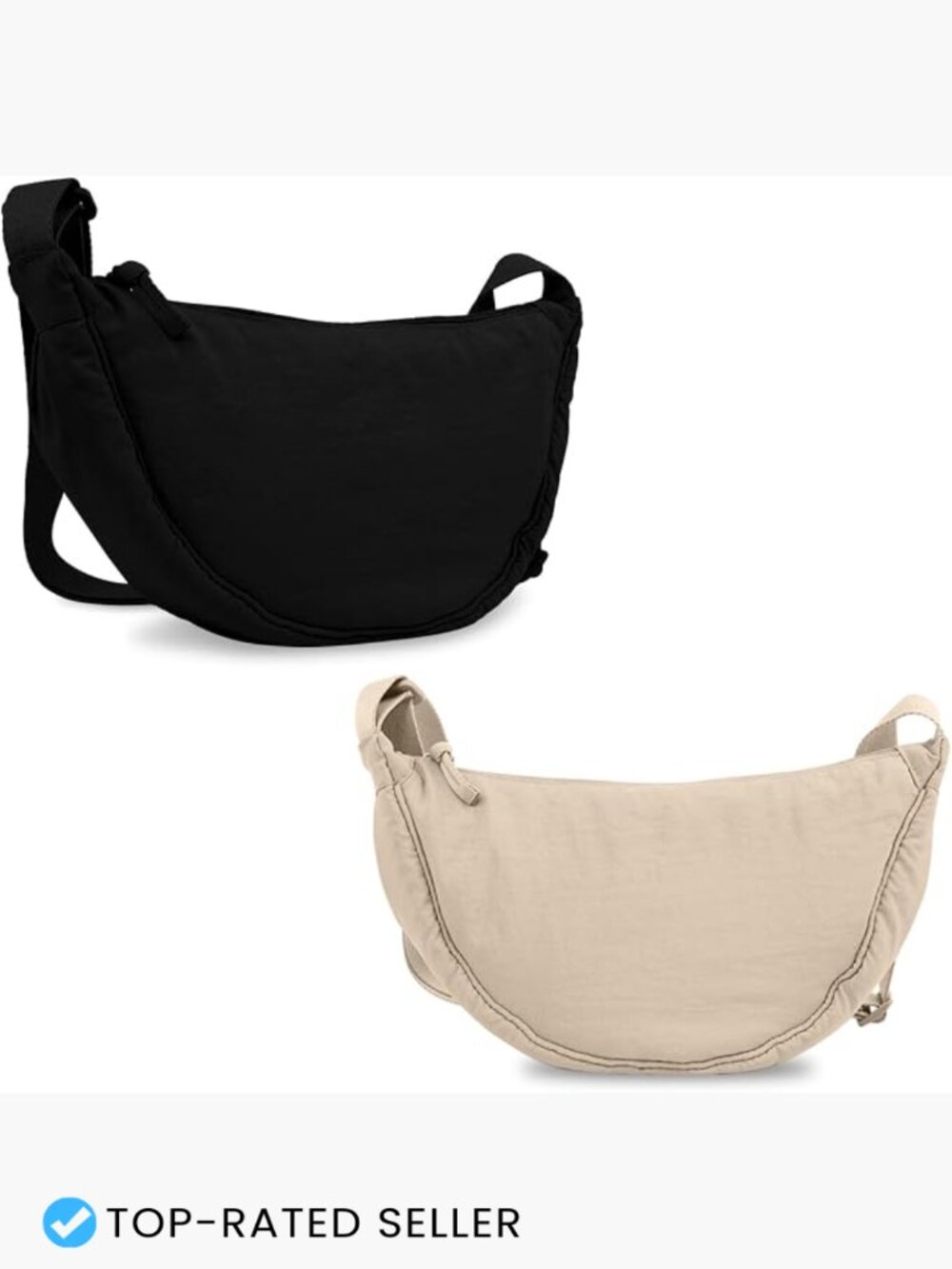 Nylon Crescent Crossbody Bag Small Travel Sling Hobo Trendy Everyday Purse